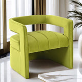 Christopher Knight Home® - Noble House - - Modern Velvet Accent Chair With Ribbed Detail, Luxury Curved Fully Upholstered Accent Chair, Green (No Assembly Needed)