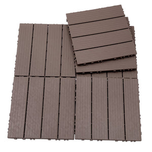 English Elm Plastic Interlocking Deck Tiles 44 Pack Snap Together Waterproof Patio Flooring W2882P204562