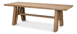 Sarreid Miner's Camp Dining Table - Rustic Reclaimed Old Pine Beams With Natural Finish For Unique Dining Experience Tan  52955