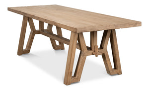 Sarreid Miner's Camp Dining Table - Rustic Reclaimed Old Pine Beams With Natural Finish For Unique Dining Experience Tan  52955