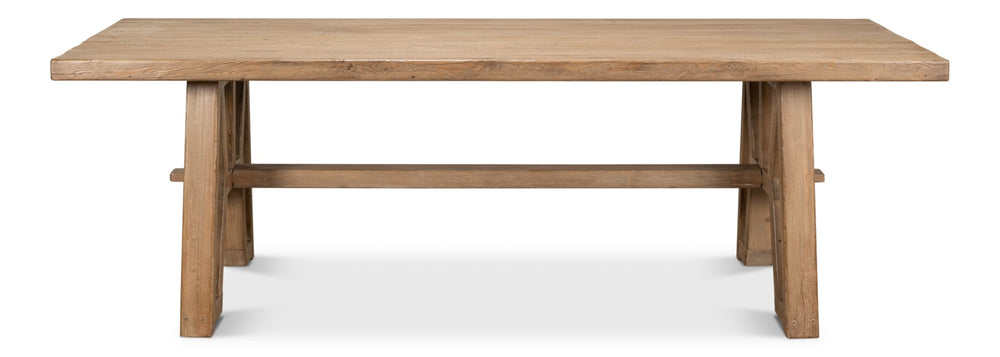 Sarreid Miner's Camp Dining Table - Rustic Reclaimed Old Pine Beams With Natural Finish For Unique Dining Experience Tan  52955