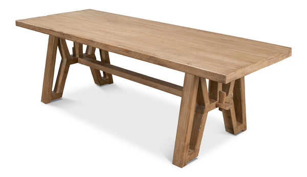 Sarreid Miner's Camp Dining Table - Rustic Reclaimed Old Pine Beams With Natural Finish For Unique Dining Experience Tan  52955