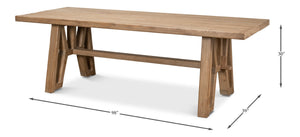 Sarreid Miner's Camp Dining Table - Rustic Reclaimed Old Pine Beams With Natural Finish For Unique Dining Experience Tan  52955