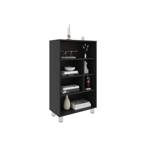 English Elm Bellagio 40" Tall Narrow Four-Tier Shelf Bookcase in Black — 6 Cubbies, 4 Shelves, Space-Saving Durable Design B200P253715