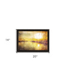 Homeroots Yellow Sunset Boats In Marina Black Framed Print Wall Art Black And Gold Wood 529609