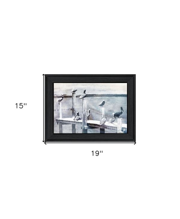 Homeroots Birds On A Pier Black Framed Print - Rustic Wall Art For Modern Farmhouse Décor & Stylish Spaces Charcoal Wood 529615