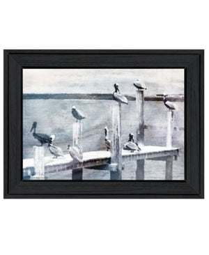 Homeroots Birds On A Pier Black Framed Print - Rustic Wall Art For Modern Farmhouse Décor & Stylish Spaces Charcoal Wood 529615