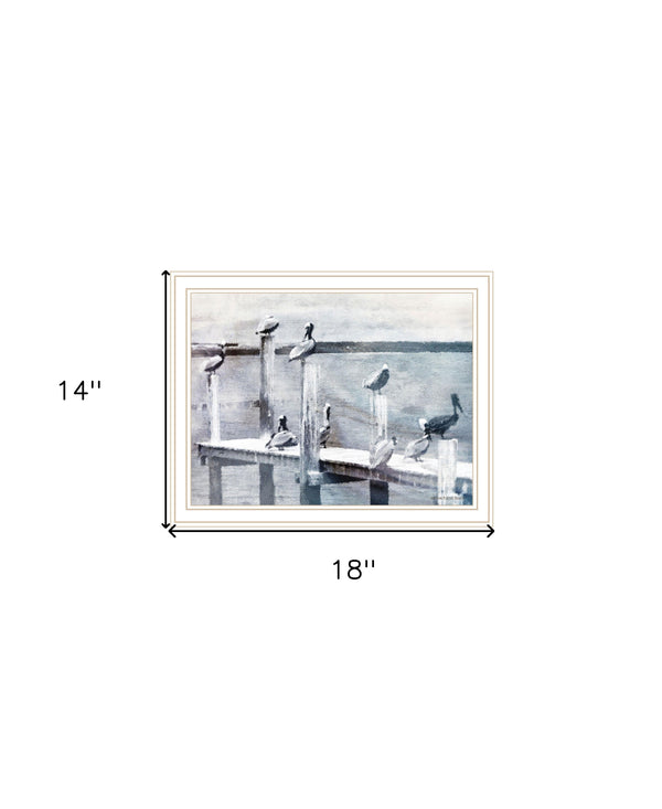Homeroots Birds On A Pier Black Framed Print - Rustic Wall Art For Modern Farmhouse Décor & Stylish Spaces White Wood 529617