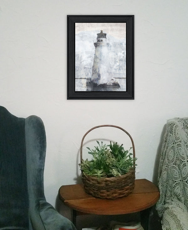 Homeroots Lighthouse Black Framed Print Wall Art – Stylish Home Décor With Rustic Modern Farmhouse Charm Charcoal Wood 529621