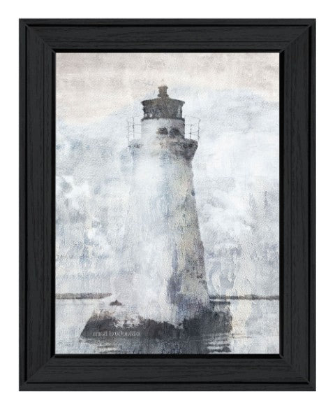 Homeroots Lighthouse Black Framed Print Wall Art – Stylish Home Décor With Rustic Modern Farmhouse Charm Charcoal Wood 529621