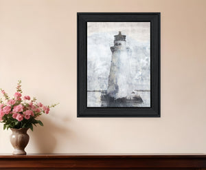Homeroots Lighthouse Black Framed Print Wall Art – Stylish Home Décor With Rustic Modern Farmhouse Charm Charcoal Wood 529621