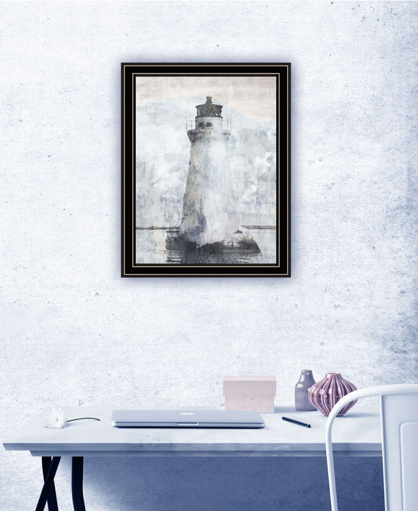 Homeroots Lighthouse Black Framed Print Wall Art - Rustic Modern Decor For Stylish Home And Office Spaces  Wood 529622