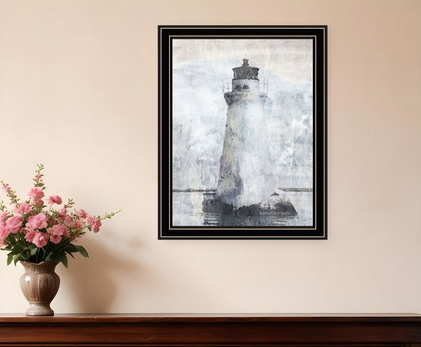 Homeroots Lighthouse Black Framed Print Wall Art - Rustic Modern Decor For Stylish Home And Office Spaces  Wood 529622