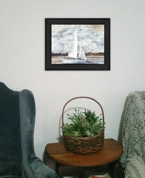 Homeroots Sailboat On Water Framed Wall Art – Rustic Decor For Modern Farmhouse Aesthetic And Unique Style Charcoal Wood 529624