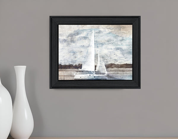 Homeroots Sailboat On Water Framed Wall Art – Rustic Decor For Modern Farmhouse Aesthetic And Unique Style Charcoal Wood 529624