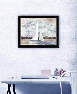 Homeroots Sailboat On Water Framed Wall Art – Rustic Decor For Modern Farmhouse Aesthetic And Unique Style Black And Gold Wood 529625