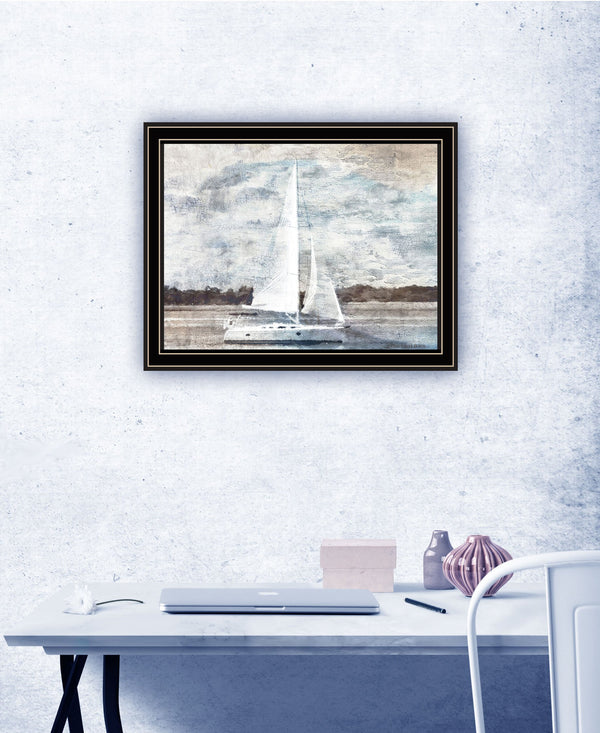 Homeroots Sailboat On Water Framed Wall Art – Rustic Decor For Modern Farmhouse Aesthetic And Unique Style Black And Gold Wood 529625