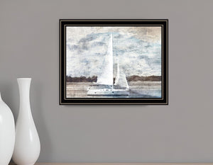 Homeroots Sailboat On Water Framed Wall Art – Rustic Decor For Modern Farmhouse Aesthetic And Unique Style Black And Gold Wood 529625