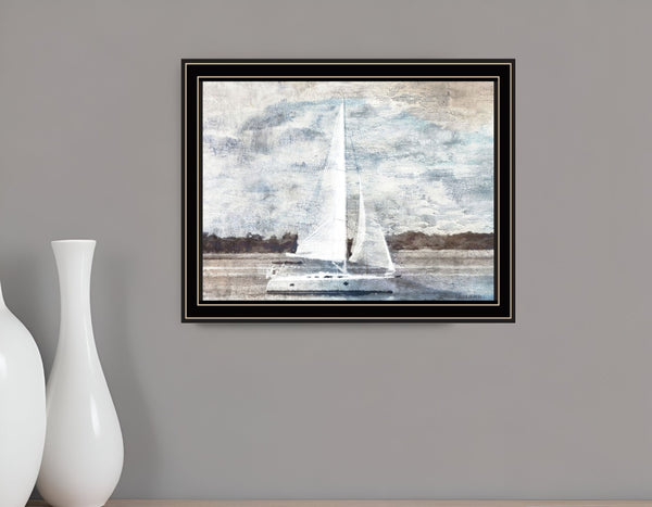 Homeroots Sailboat On Water Framed Wall Art – Rustic Decor For Modern Farmhouse Aesthetic And Unique Style Black And Gold Wood 529625
