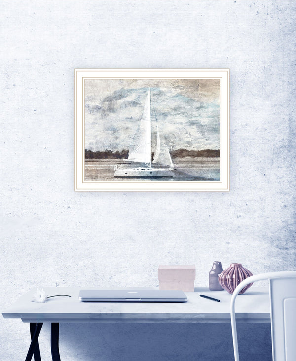 Homeroots Sailboat On Water White Framed Print Wall Art - Rustic Chic Decor For Modern Farmhouse Vibes  Wood 529626