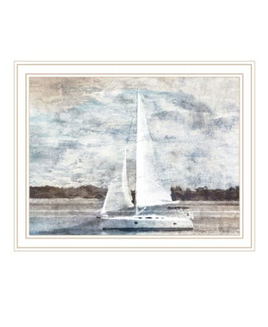 Homeroots Sailboat On Water White Framed Print Wall Art - Rustic Chic Decor For Modern Farmhouse Vibes  Wood 529626