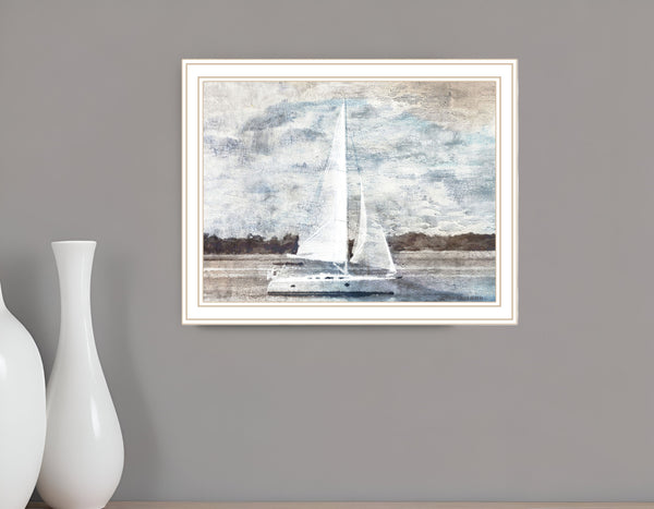 Homeroots Sailboat On Water White Framed Print Wall Art - Rustic Chic Decor For Modern Farmhouse Vibes  Wood 529626