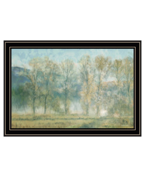 Homeroots Peaceful Tree Line Black Framed Print Wall Art Black And Gold Wood 529628