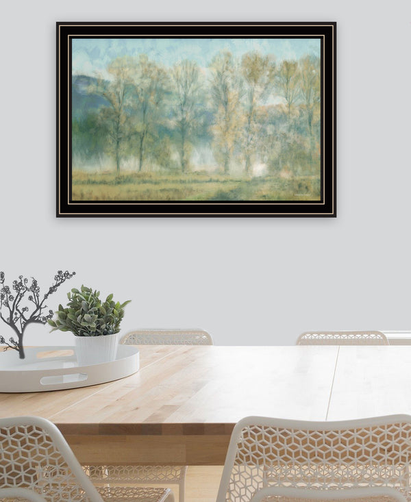 Homeroots Peaceful Tree Line Black Framed Print Wall Art Black And Gold Wood 529628
