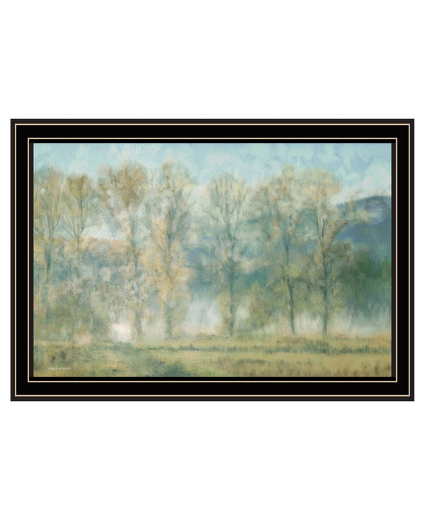 Homeroots Peaceful Tree Line Black Framed Print Wall Art Black And Gold Wood 529628