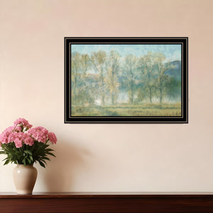 Homeroots Peaceful Tree Line Black Framed Print Wall Art Black And Gold Wood 529628