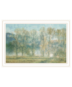 Homeroots Peaceful Tree Line White Framed Print Wall Art White Wood 529629