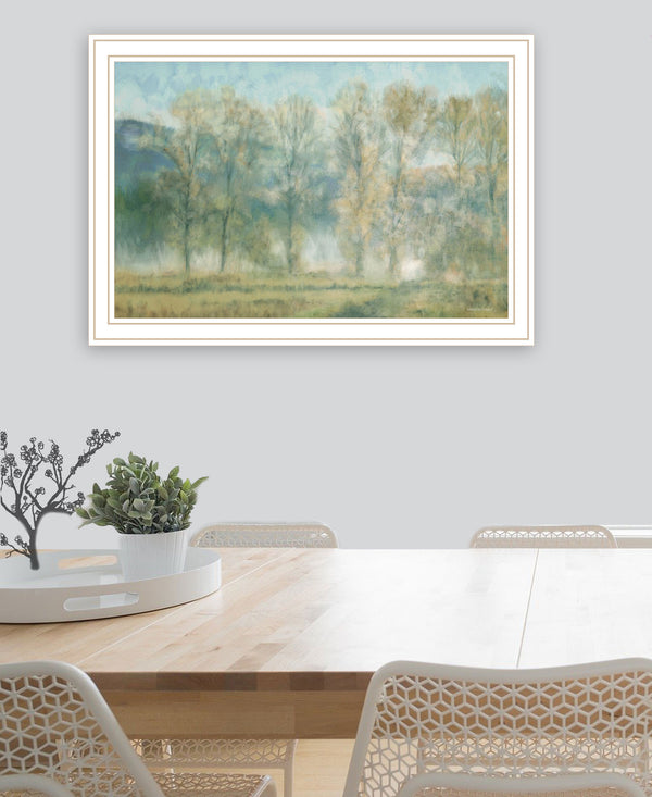 Homeroots Peaceful Tree Line White Framed Print Wall Art White Wood 529629