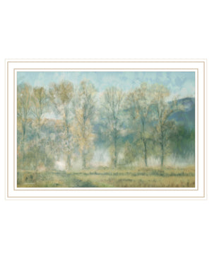 Homeroots Peaceful Tree Line White Framed Print Wall Art White Wood 529629