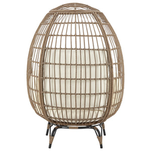 English Elm Spezia Freestanding Egg Chair with Removable Waterproof Cushions, Steel Rattan Frame for Indoors Outdoors Tan B365P397662