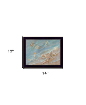 Homeroots Seashore Star Framed Print Wall Art – Stylish Rustic Decor To Elevate Your Space With Elegance Black Wood 529666