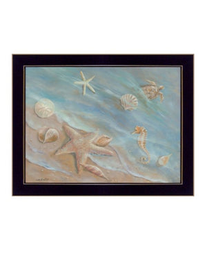 Homeroots Seashore Star Framed Print Wall Art – Stylish Rustic Decor To Elevate Your Space With Elegance Black Wood 529666