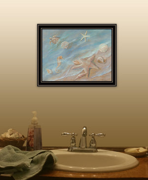 Homeroots Seashore Star Framed Print Wall Art – Stylish Rustic Decor To Elevate Your Space With Elegance Black And Gold Wood 529667