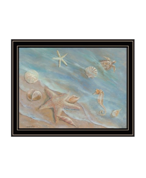 Homeroots Seashore Star Framed Print Wall Art – Stylish Rustic Decor To Elevate Your Space With Elegance Black And Gold Wood 529667