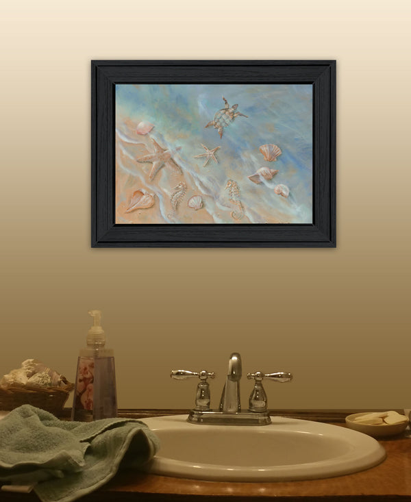 Homeroots Seashore Star Black Framed Print Wall Art - Rustic Farmhouse Decor For Modern Home Aesthetics  Wood 529669