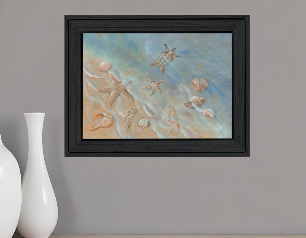 Homeroots Seashore Star Black Framed Print Wall Art - Rustic Farmhouse Decor For Modern Home Aesthetics  Wood 529669