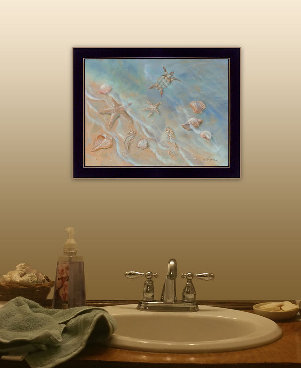 Homeroots Seashore Star Framed Wall Art Print - Rustic Decor For Modern Farmhouse Style And Vibrant Spaces Black Wood 529670