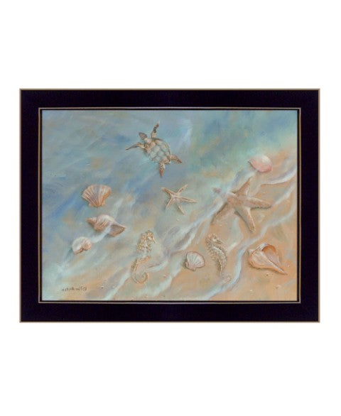 Homeroots Seashore Star Framed Wall Art Print - Rustic Decor For Modern Farmhouse Style And Vibrant Spaces Black Wood 529670