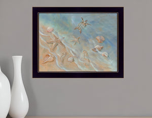 Homeroots Seashore Star Framed Wall Art Print - Rustic Decor For Modern Farmhouse Style And Vibrant Spaces Black Wood 529670