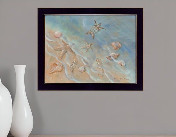 Homeroots Seashore Star Framed Wall Art Print - Rustic Decor For Modern Farmhouse Style And Vibrant Spaces Black Wood 529670