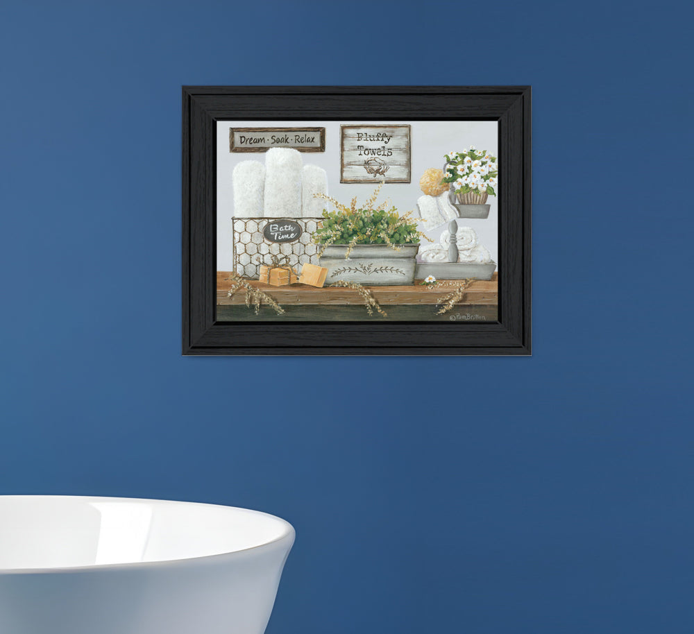 Homeroots Fluffy Towels Black Framed Print - Rustic Wall Art For Home Decor With Modern Farmhouse Vibe  Wood 529673