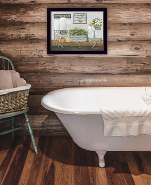 Homeroots Fluffy Towels Unique Framed Print Wall Art For Rustic Modern Farmhouse Decor And Stylish Spaces Black Wood 529674