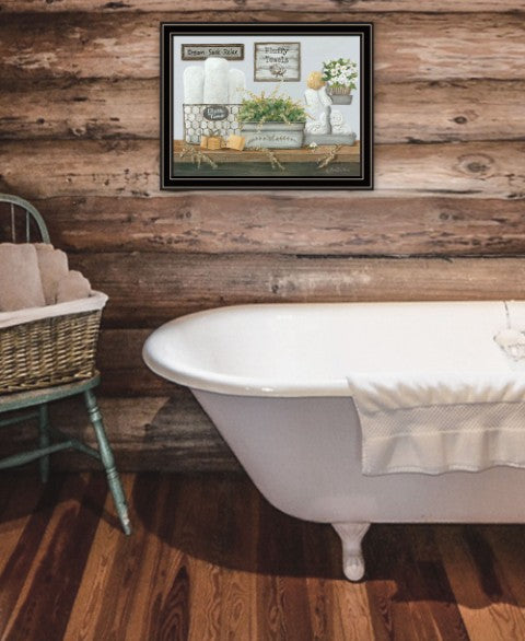 Homeroots Fluffy Towels Unique Framed Print Wall Art For Rustic Modern Farmhouse Decor And Stylish Spaces Black And Gold Wood 529675