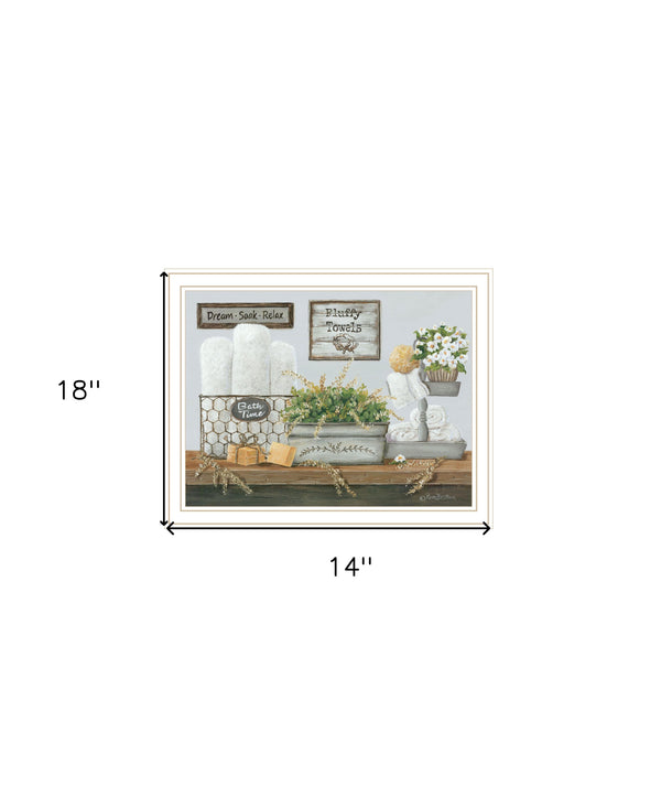 Homeroots Fluffy Towels Unique Framed Print Wall Art For Rustic Modern Farmhouse Decor And Stylish Spaces White Wood 529676