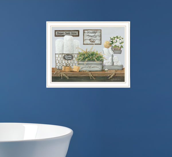 Homeroots Fluffy Towels Unique Framed Print Wall Art For Rustic Modern Farmhouse Decor And Stylish Spaces White Wood 529676