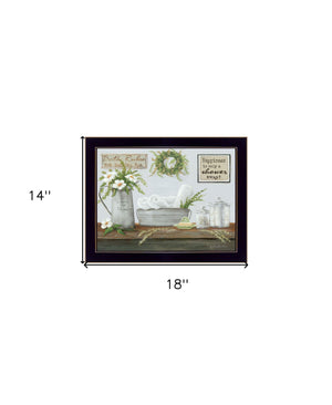 Homeroots Fresh Towels Framed Print Wall Art - Rustic Decor For Modern Farmhouse Style, 14"X18" Accents Black Wood 529678